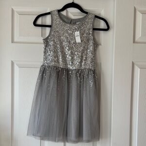Gap Kid Silver Sequin Tulle Dress